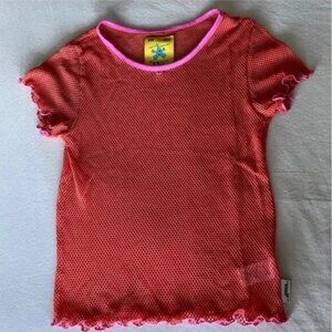 UNIF Orange and Pink Mesh Baby Tee | Size XS